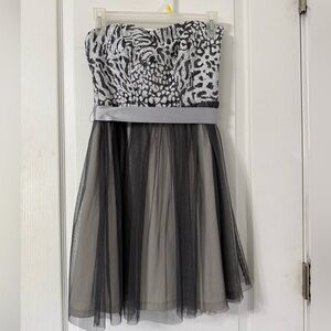 dELiA*s Black and White Strapless Prom Dress